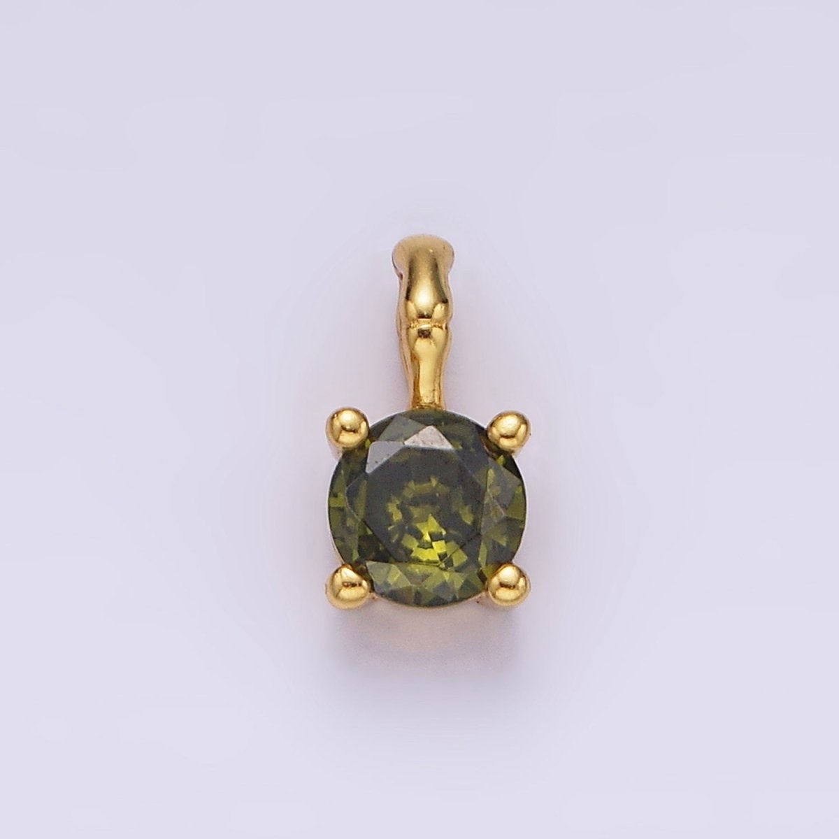 Gold Vermeil Cubic Zirconia CZ Birthstone Bamboo Bail Personalized Charm in Gold & Silver | AG160 - AG183