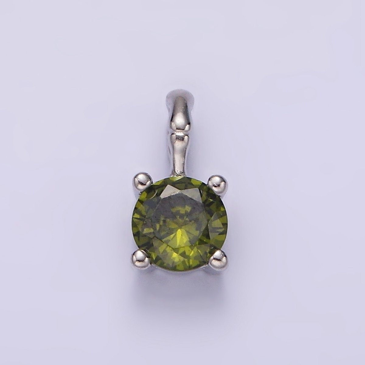 Gold Vermeil Cubic Zirconia CZ Birthstone Bamboo Bail Personalized Charm in Gold & Silver | AG160 - AG183