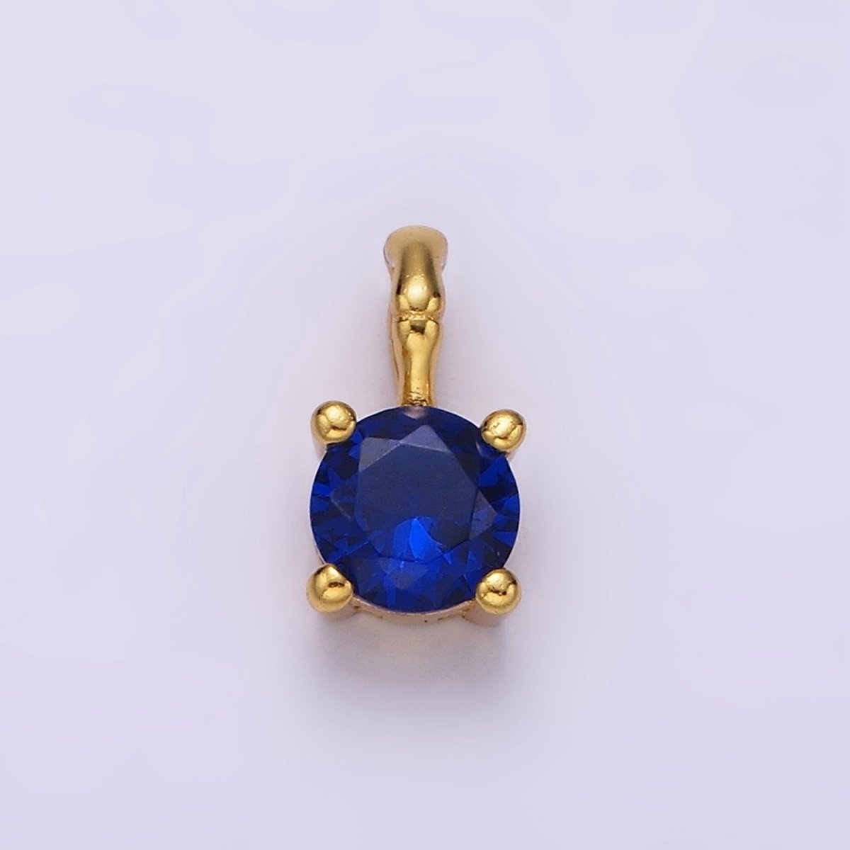 Gold Vermeil Cubic Zirconia CZ Birthstone Bamboo Bail Personalized Charm in Gold & Silver | AG160 - AG183