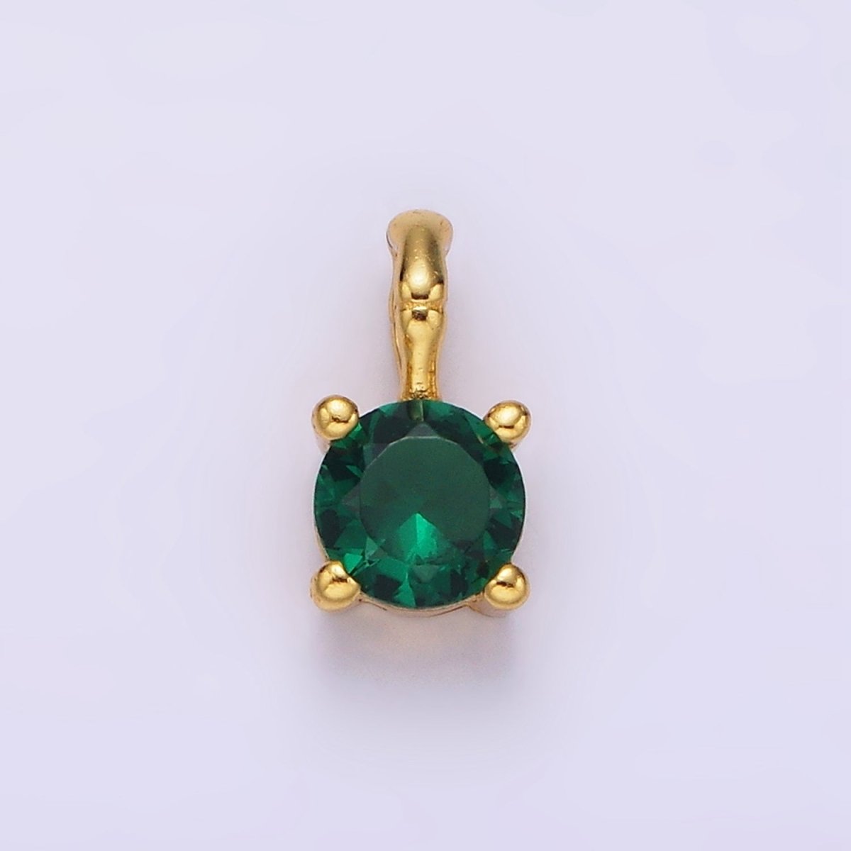 Gold Vermeil Cubic Zirconia CZ Birthstone Bamboo Bail Personalized Charm in Gold & Silver | AG160 - AG183