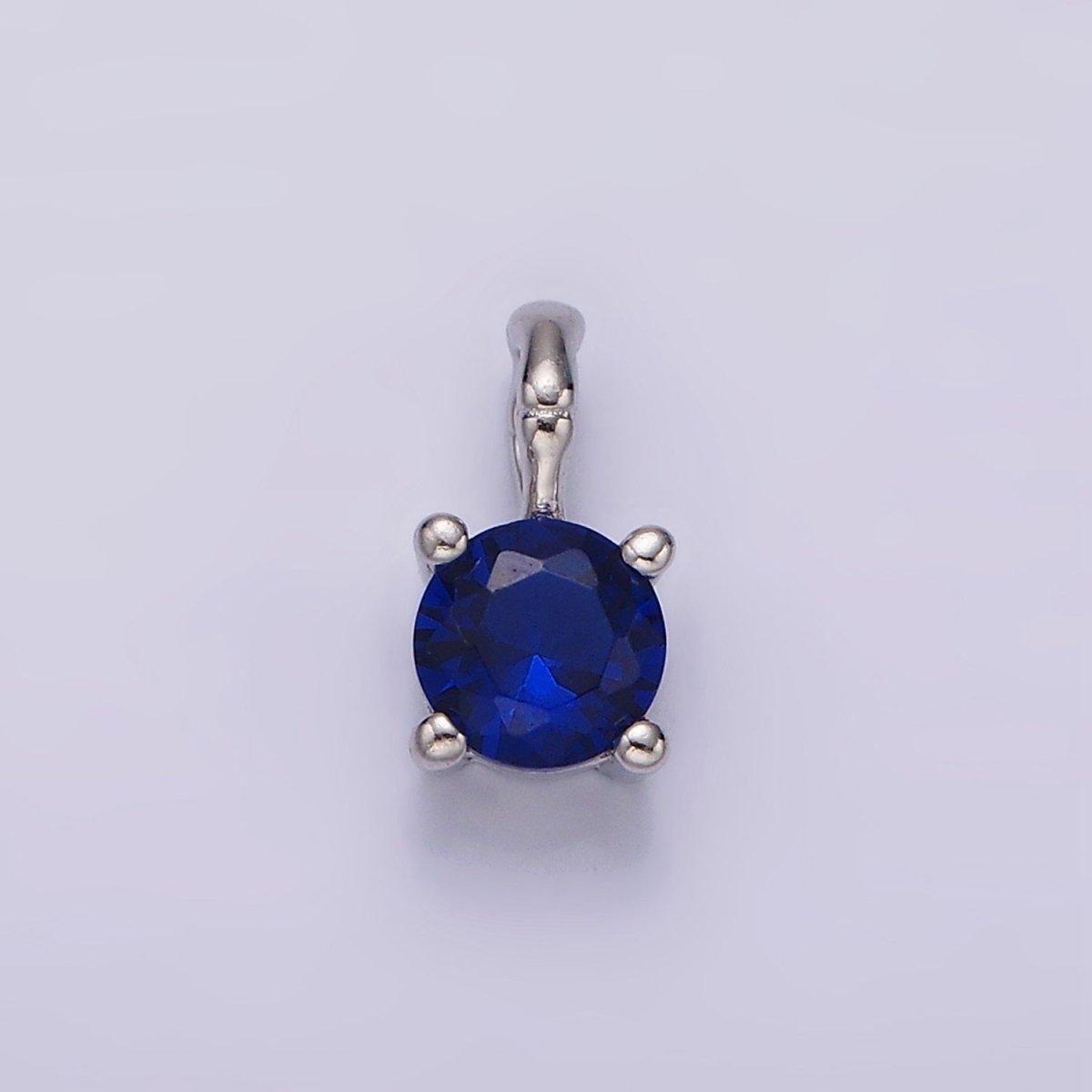 Gold Vermeil Cubic Zirconia CZ Birthstone Bamboo Bail Personalized Charm in Gold & Silver | AG160 - AG183