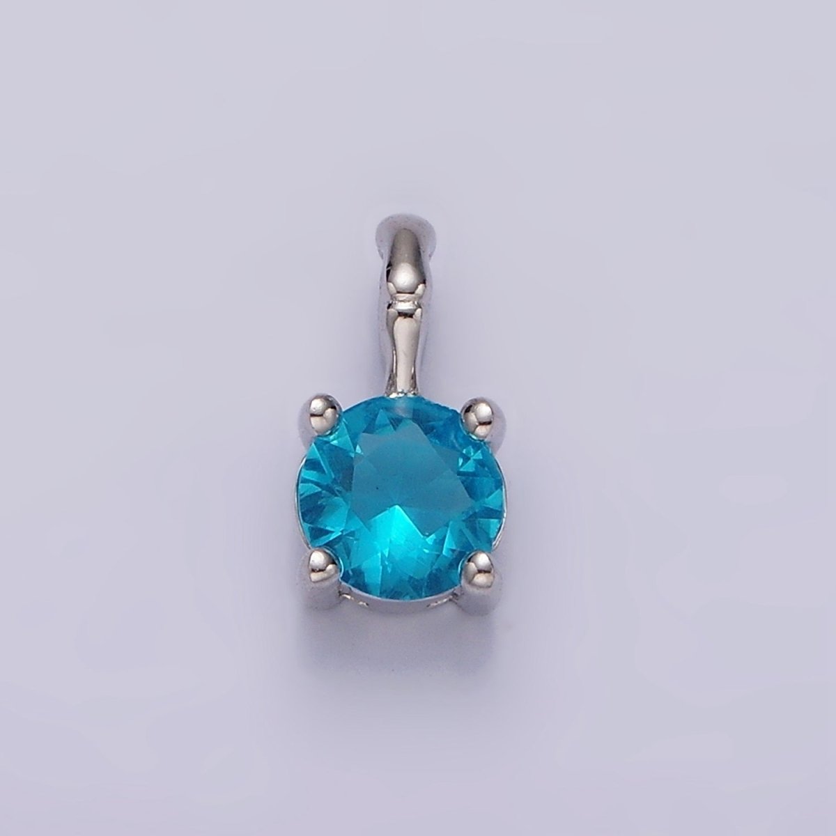 Gold Vermeil Cubic Zirconia CZ Birthstone Bamboo Bail Personalized Charm in Gold & Silver | AG160 - AG183