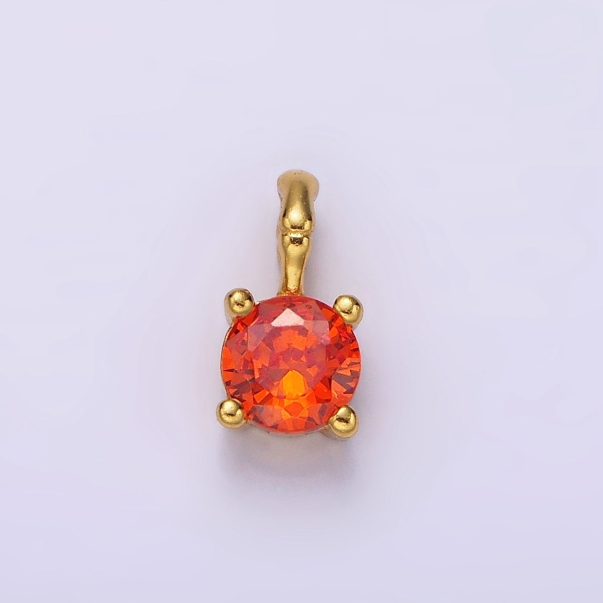 Gold Vermeil Cubic Zirconia CZ Birthstone Bamboo Bail Personalized Charm in Gold & Silver | AG160 - AG183