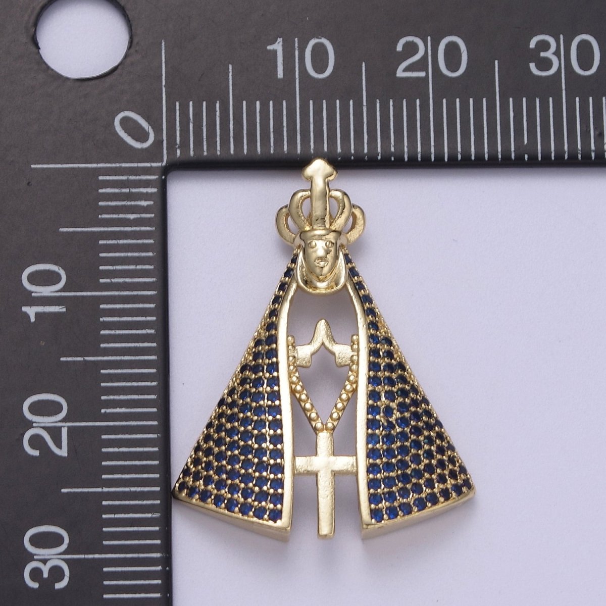 Gold Virgin Mary Charm with Cape Catholic Religious Pendant  I-116