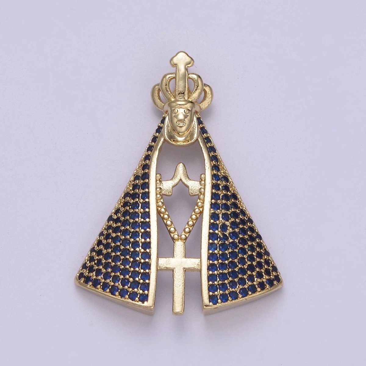 Gold Virgin Mary Charm with Cape Catholic Religious Pendant  I-116