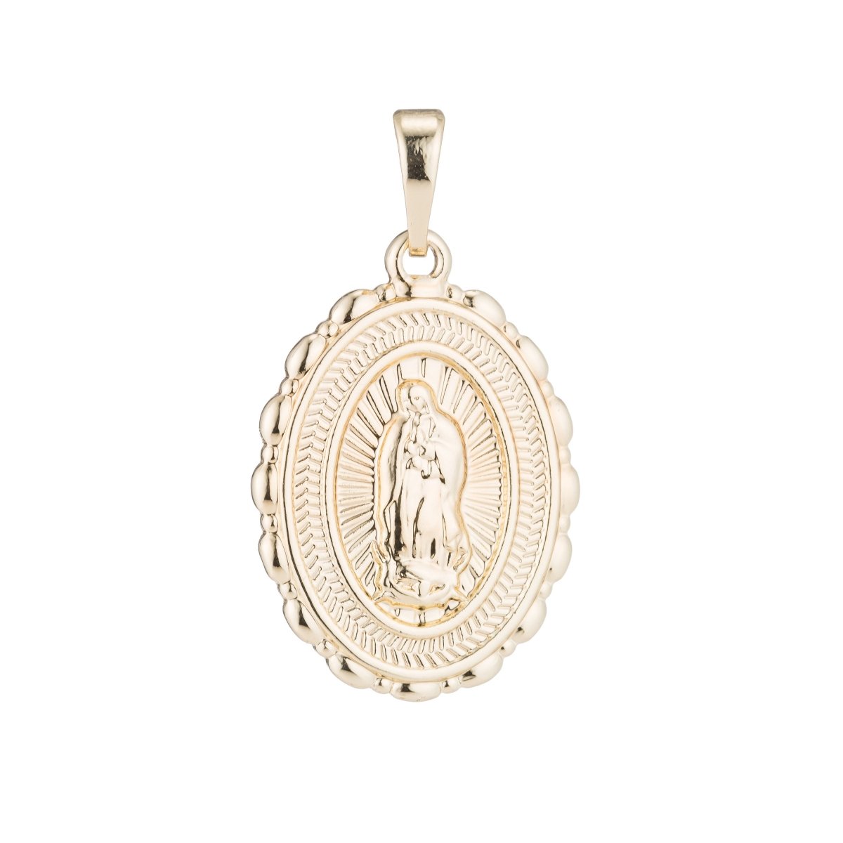 Gold Virgin Mary, Holy, Mother, Catholic, Rosary, Novena, Pray, Gift, DIY, Necklace Pendant Charm Bead Bails Findings for Jewelry Making H-484