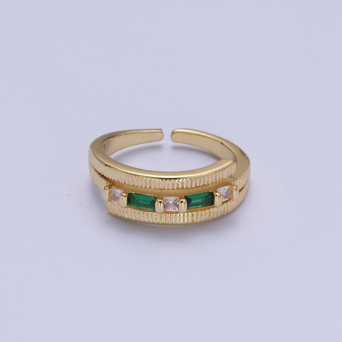 Gold Wrap Ring Clear Baguette Ring Green Baguette Ring Open Adjustable Jewelry O-1986  O-1987