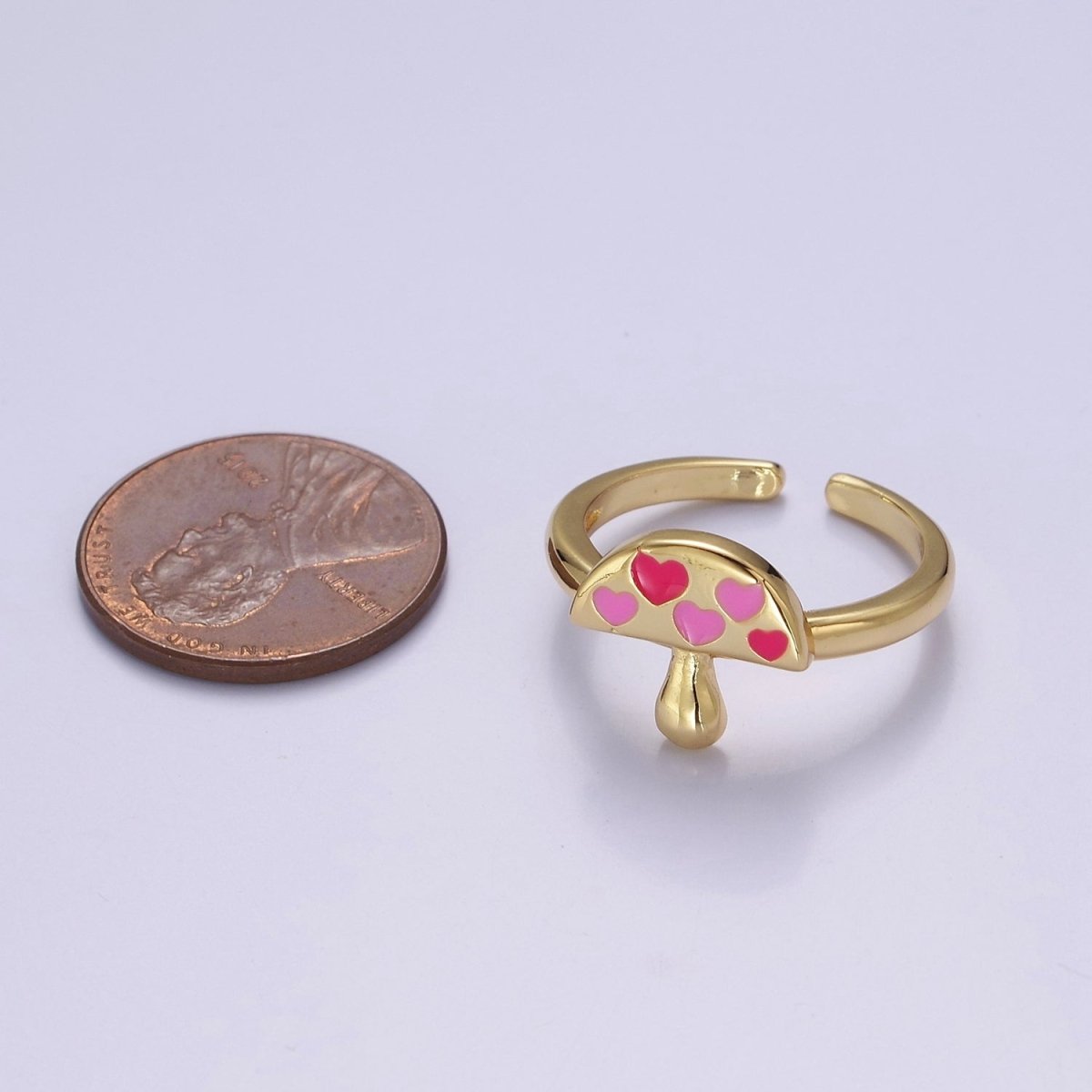 Gold y2k Mushroom Ring, Open Adjustable Ring, Women Ring O-2162