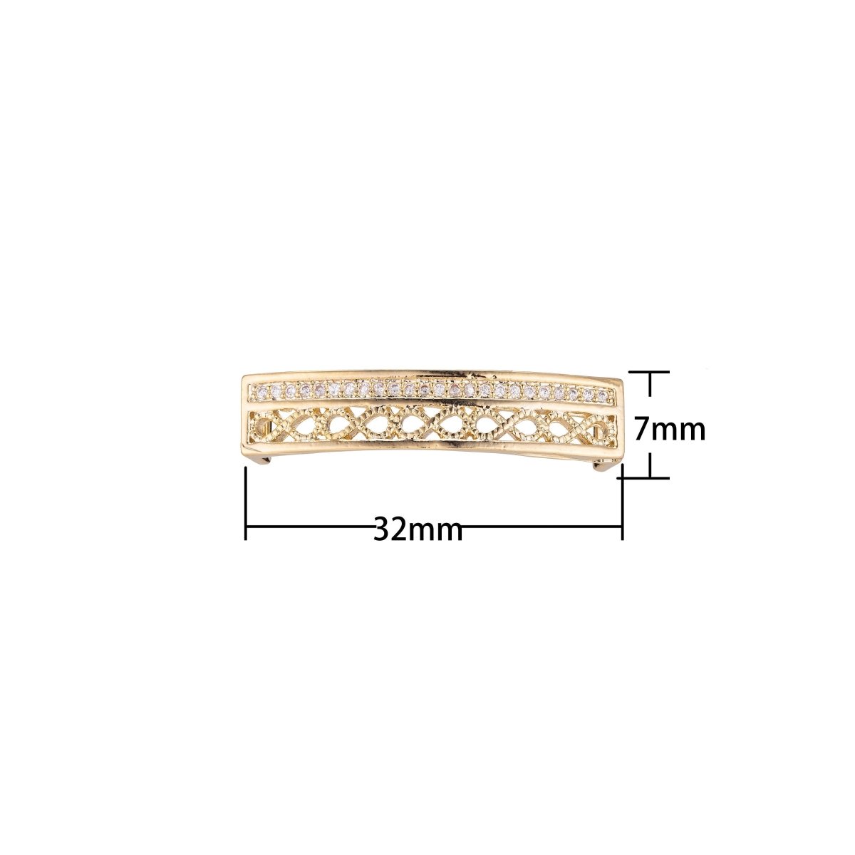 Golden Cross Bar Bracelet Connector, Elegant Micro Pave CZ Charm, Minimalist Chic Weaved Loop Necklace Pendant for Jewelry Making F-745