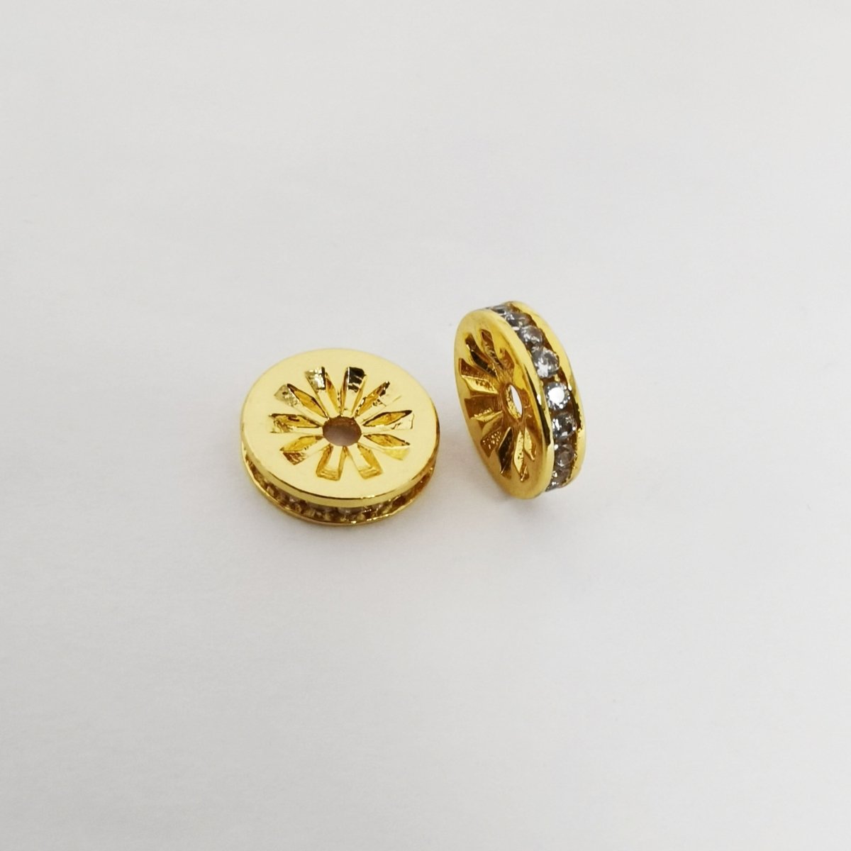 Golden Daisy Flower Ornament Beads, Plain Gold Filled Mini Geometric Floral Print Jewelry Making Beads B-285