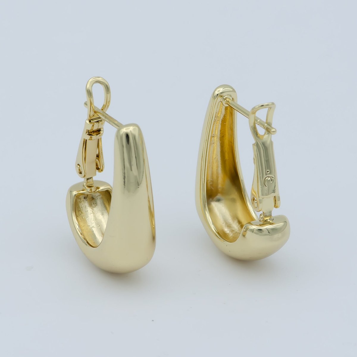 Golden L Letter Shape Huggies Earrings, Gold Filled Alphabet Geometric Daily Wear Earring Jewelry P-258