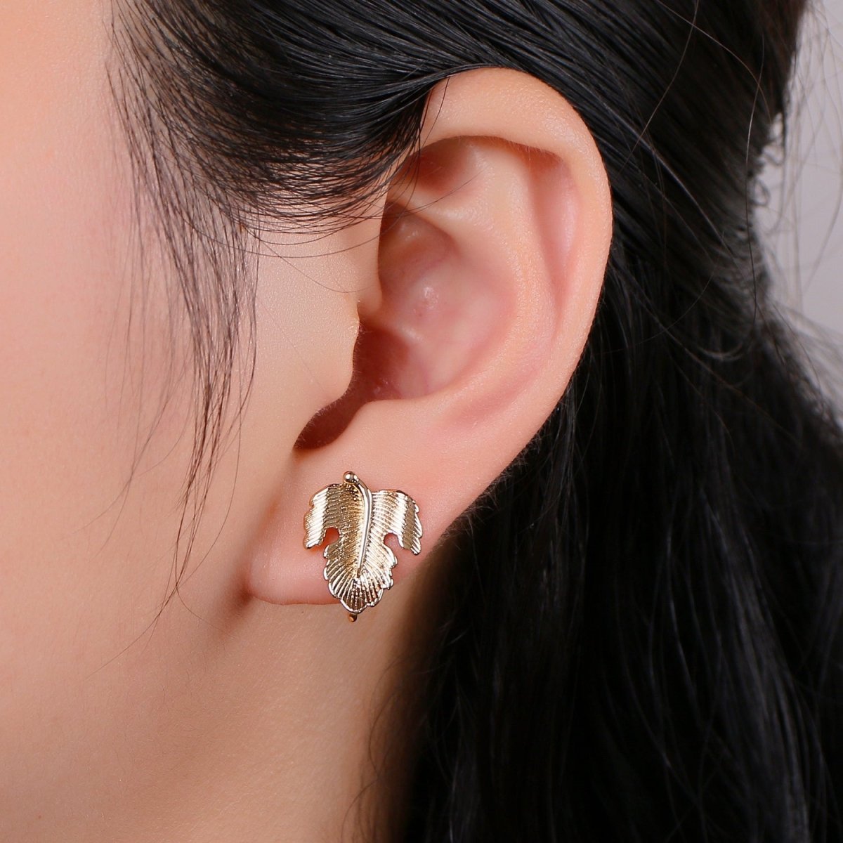 Golden Leaf Gold Filled Studs  L-015