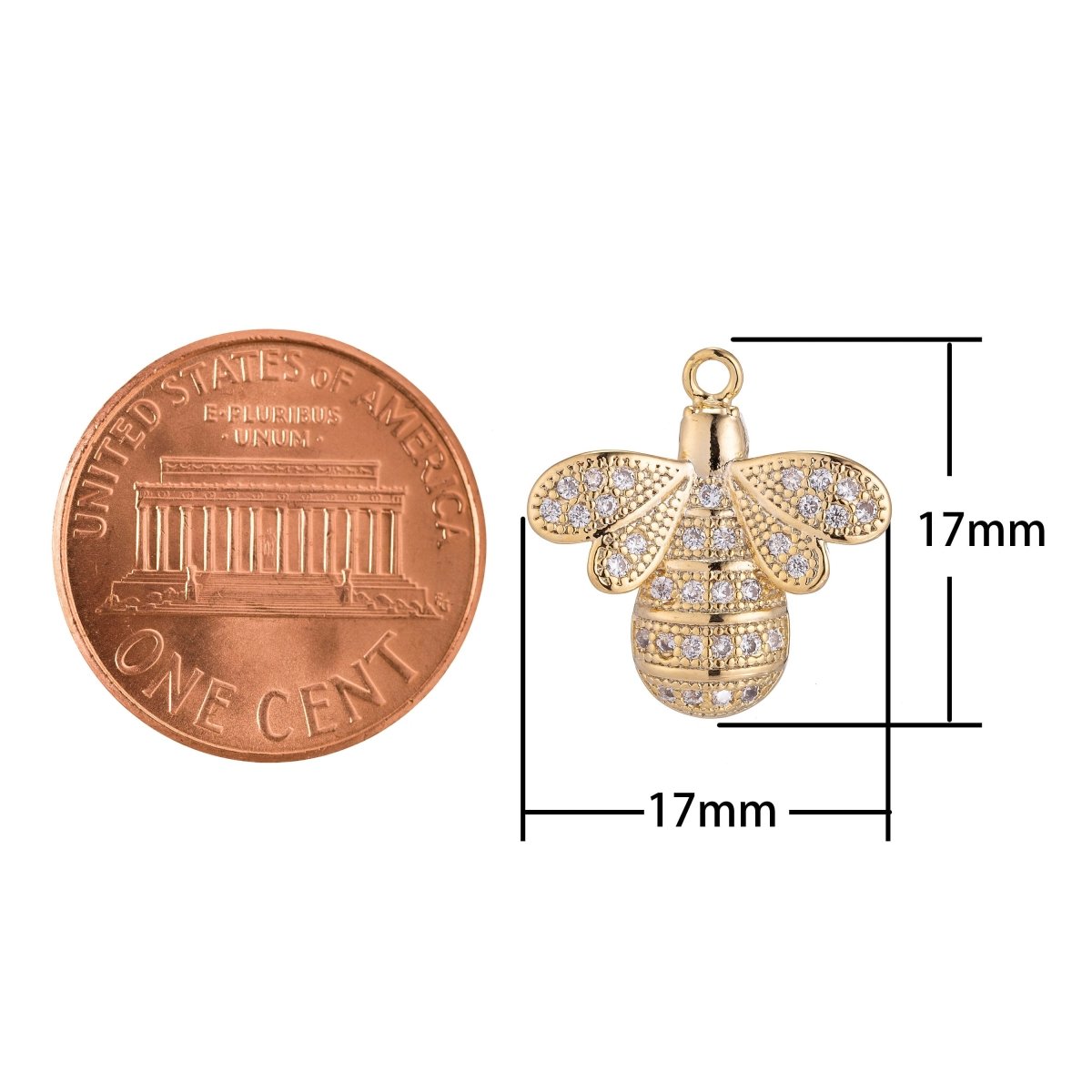 Golden Queen Bee Charm, Micro Pave CZ Charm, Dainty Pendant Nature Inspired Animal Lover Gift Modern Necklace Charm for Jewelry Making E-413