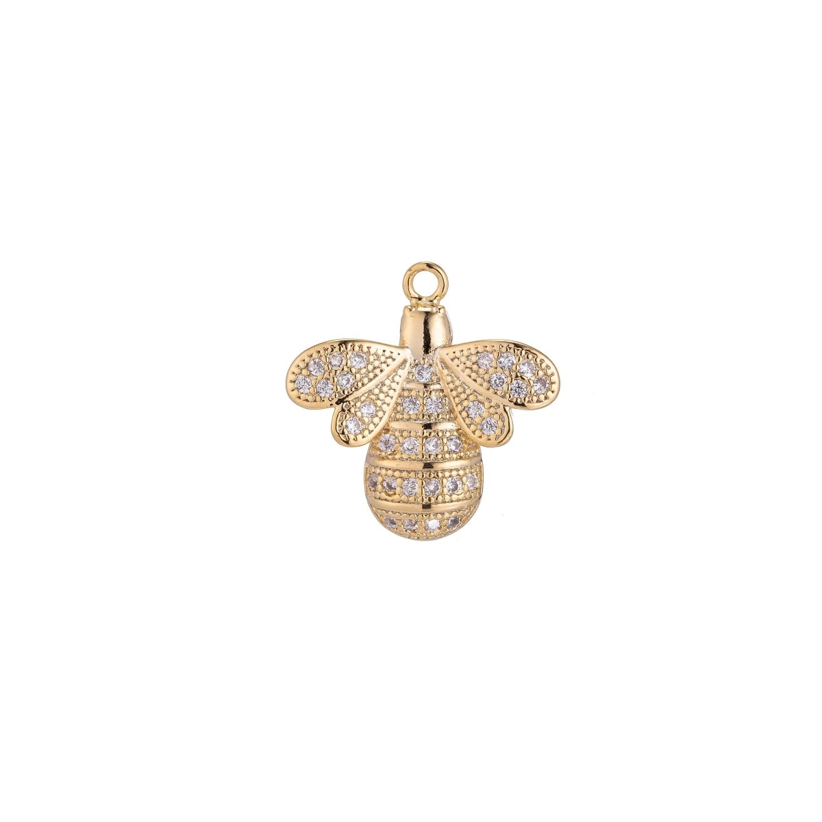 Golden Queen Bee Charm, Micro Pave CZ Charm, Dainty Pendant Nature Inspired Animal Lover Gift Modern Necklace Charm for Jewelry Making E-413