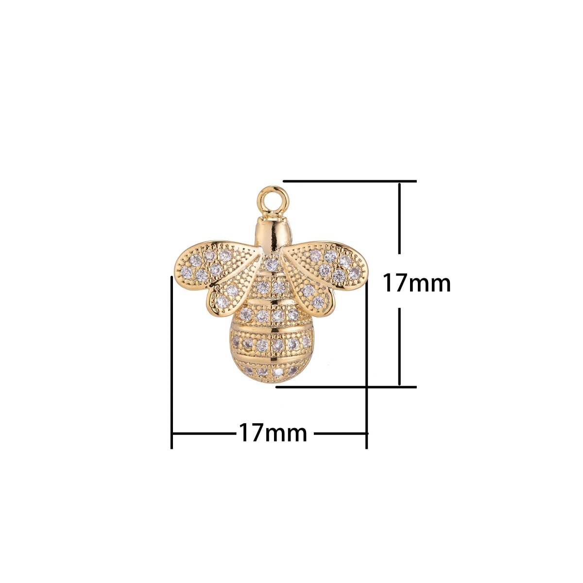 Golden Queen Bee Charm, Micro Pave CZ Charm, Dainty Pendant Nature Inspired Animal Lover Gift Modern Necklace Charm for Jewelry Making E-413