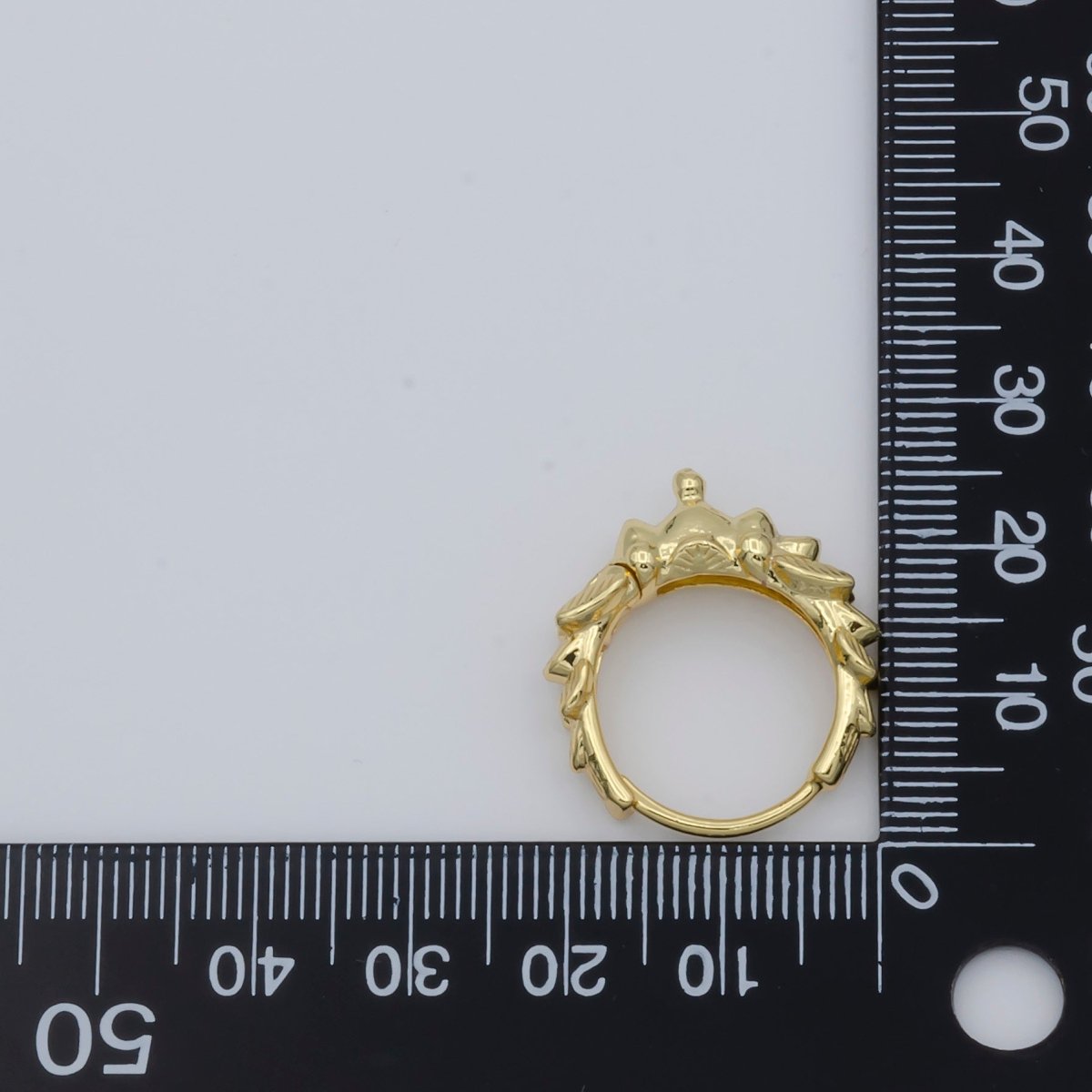 Golden Round Ornamented Crescent Model Huggies Earrings, Plain Gold Filled Tiny Nature Formal/Casual Daily Wear Earring Jewelry P-116
