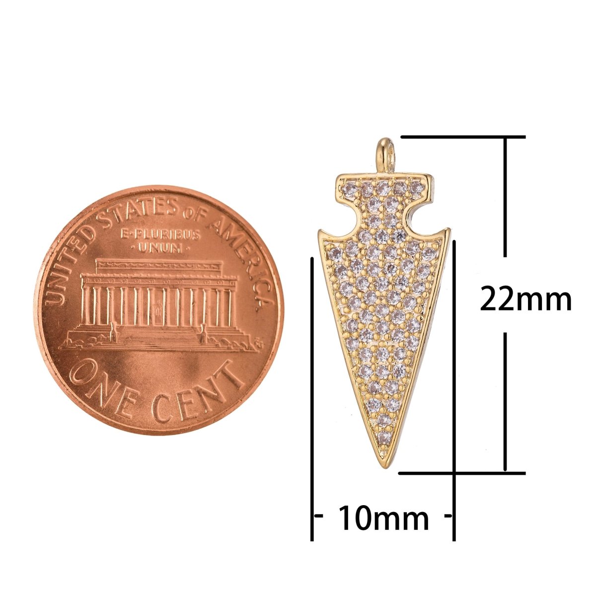Golden Shield Charm, Micro Pave CZ Charm, 18K Gold Filled Pendant Dainty Arrow Point Puzzle Piece Necklace Charm for Jewelry MakingC-380
