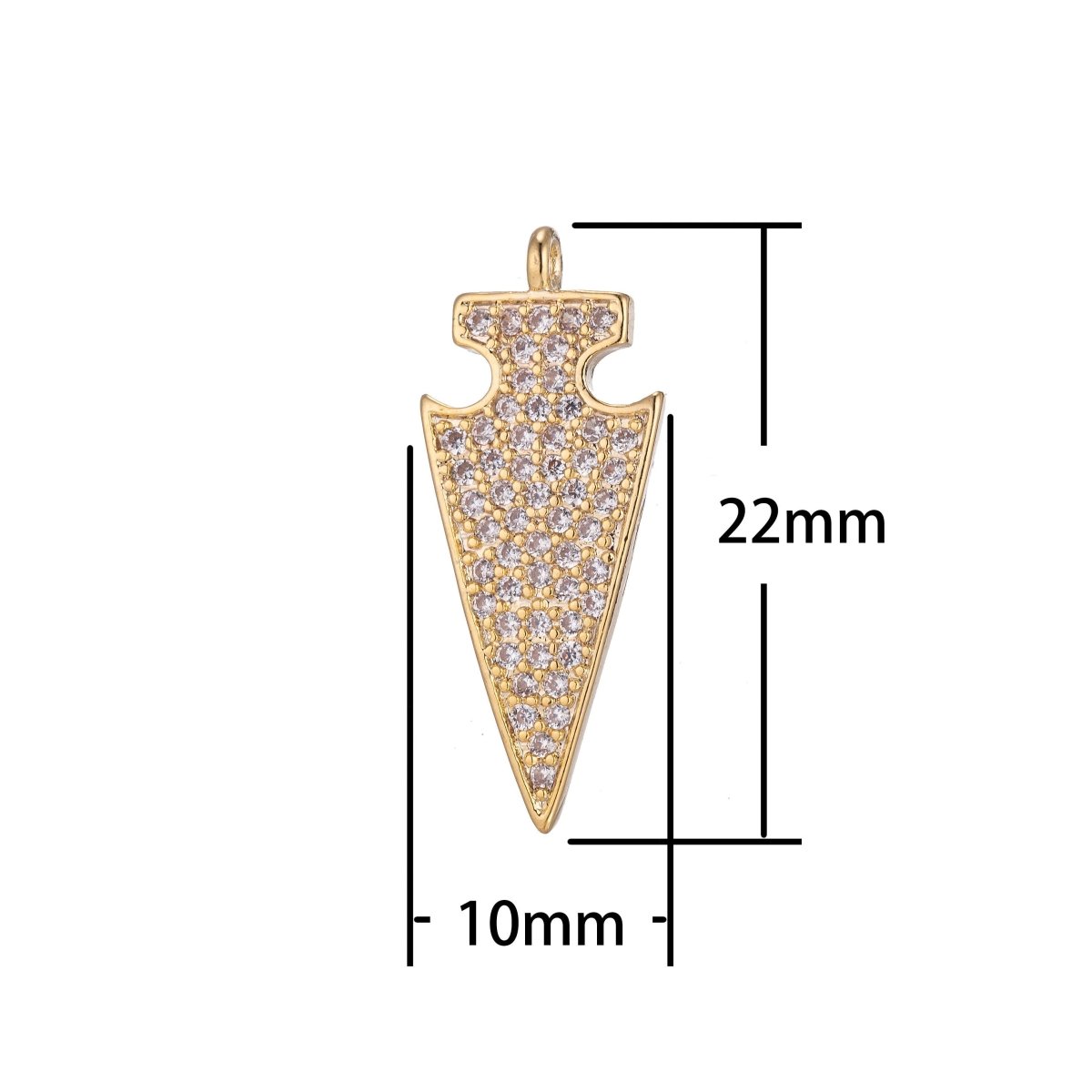 Golden Shield Charm, Micro Pave CZ Charm, 18K Gold Filled Pendant Dainty Arrow Point Puzzle Piece Necklace Charm for Jewelry MakingC-380