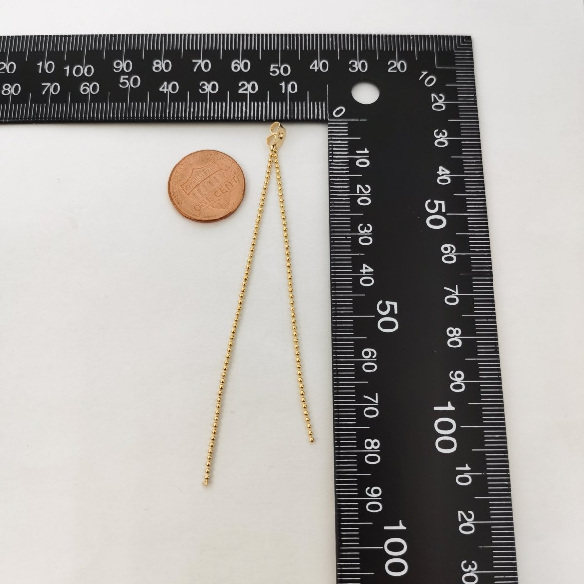 Golden Simple Chain Long Push Back Earring Back Gold Filled K-419
