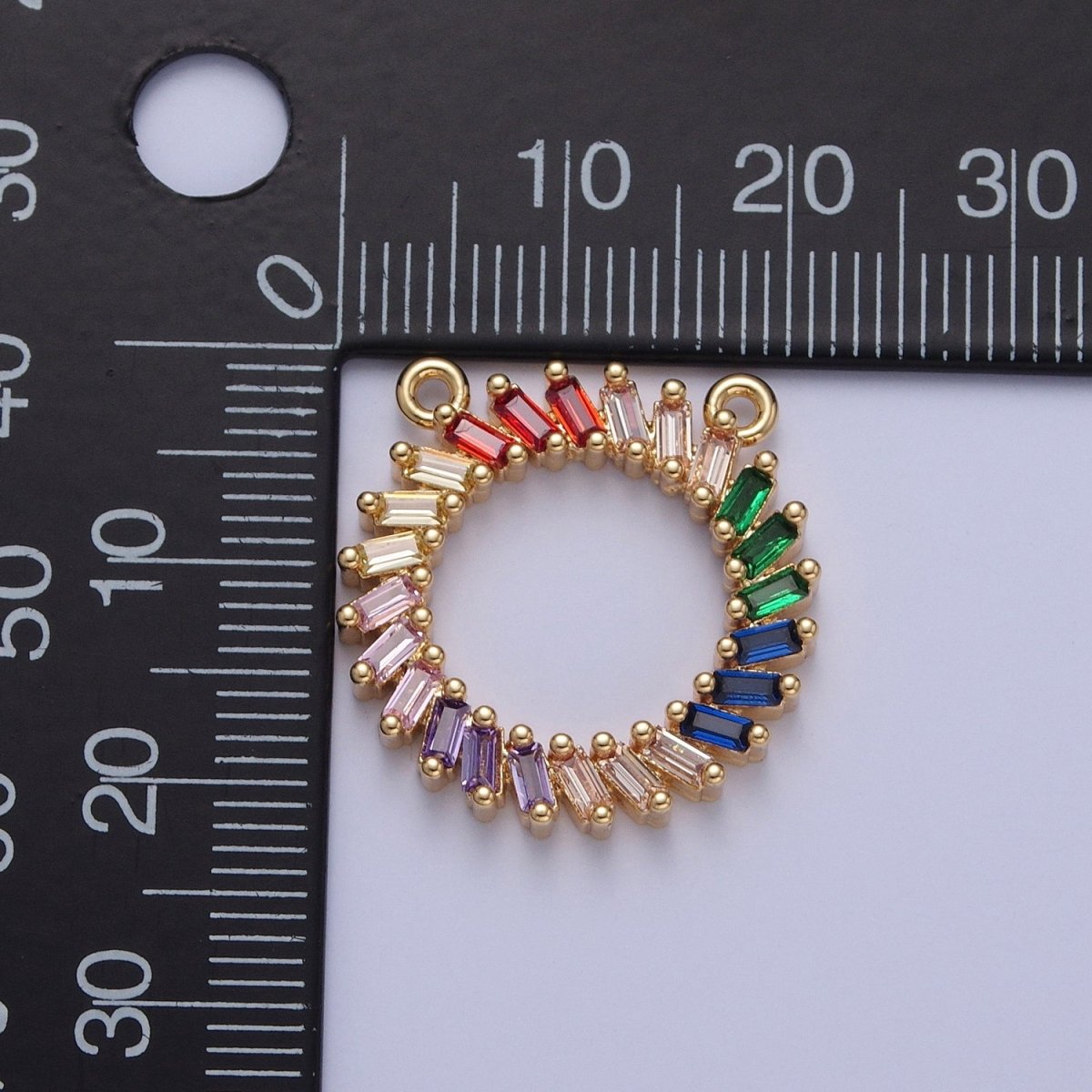 Gold/Silver Multicolor Rainbow Baguette Charm Connector For DIY Jewelry Necklace Bracelet Making F-625 F-626