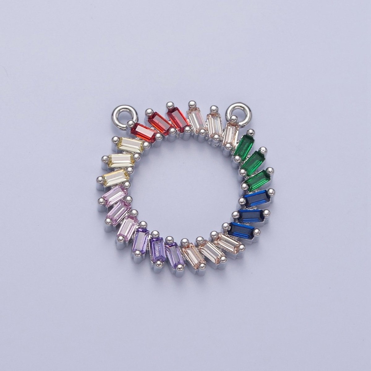 Gold/Silver Multicolor Rainbow Baguette Charm Connector For DIY Jewelry Necklace Bracelet Making F-625 F-626