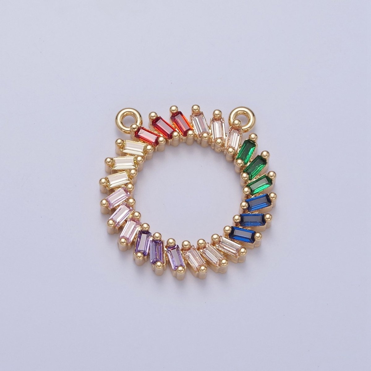 Gold/Silver Multicolor Rainbow Baguette Charm Connector For DIY Jewelry Necklace Bracelet Making F-625 F-626
