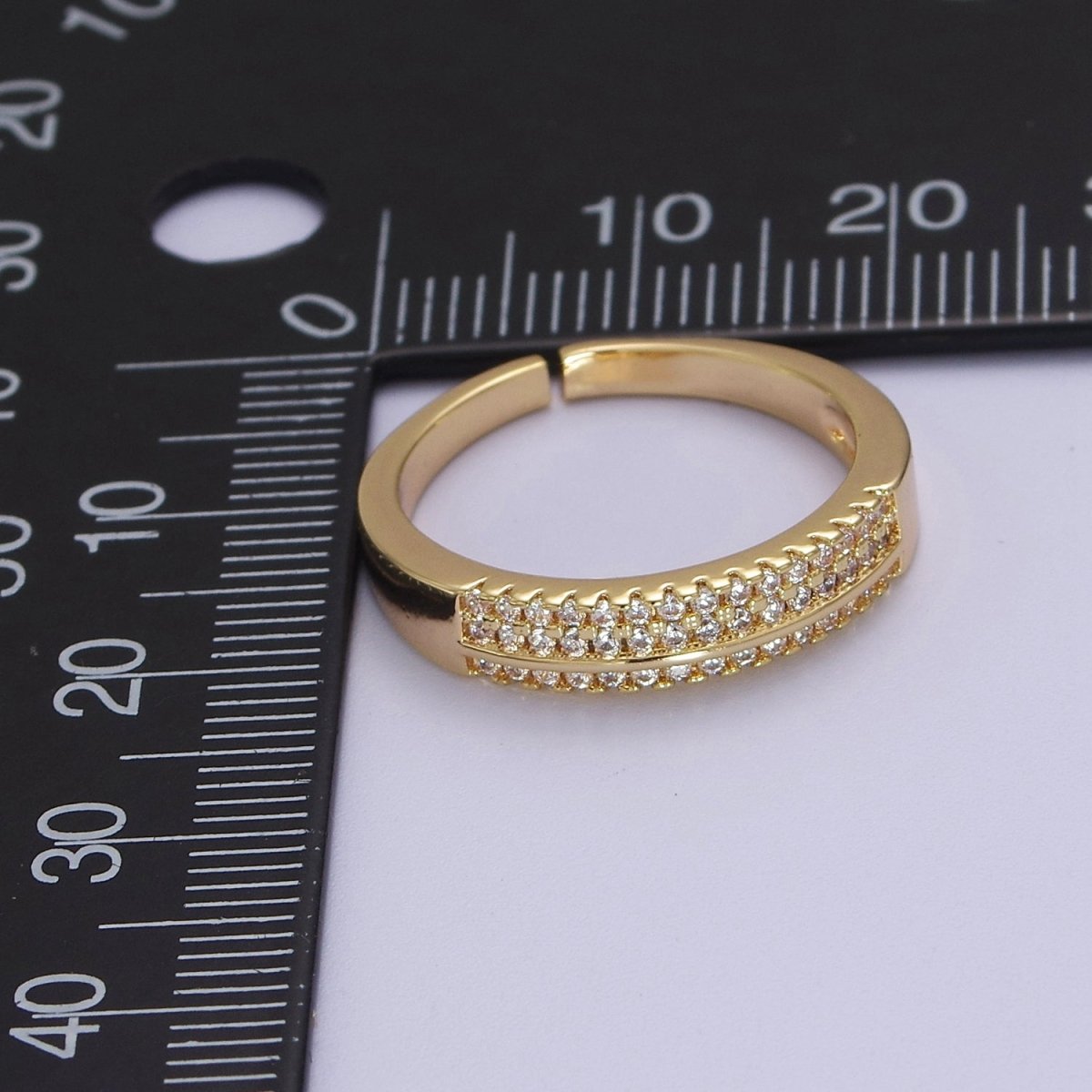 Gorgeous 14k Gold Filled Ring Clear Micro Pave Cubic Zirconia Setting Dainty Jewelry S-533