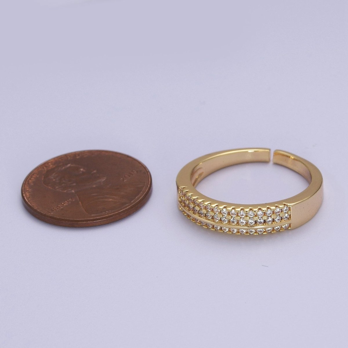 Gorgeous 14k Gold Filled Ring Clear Micro Pave Cubic Zirconia Setting Dainty Jewelry S-533