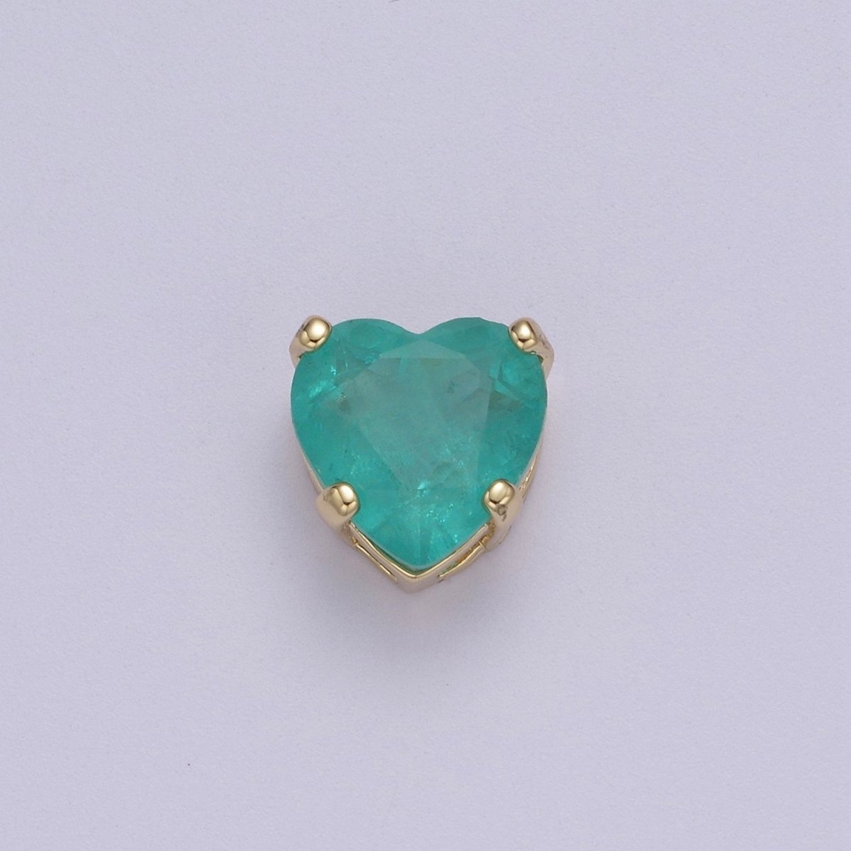 Green Aqua Cubic Zirconia Heart Charm 10mm Small Beautiful Bright 3D Love Jewelry Gold Beads spacer for Bracelet Necklace Supply B-221