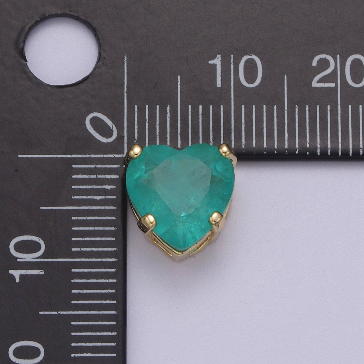 Green Aqua Cubic Zirconia Heart Charm 10mm Small Beautiful Bright 3D Love Jewelry Gold Beads spacer for Bracelet Necklace Supply B-221