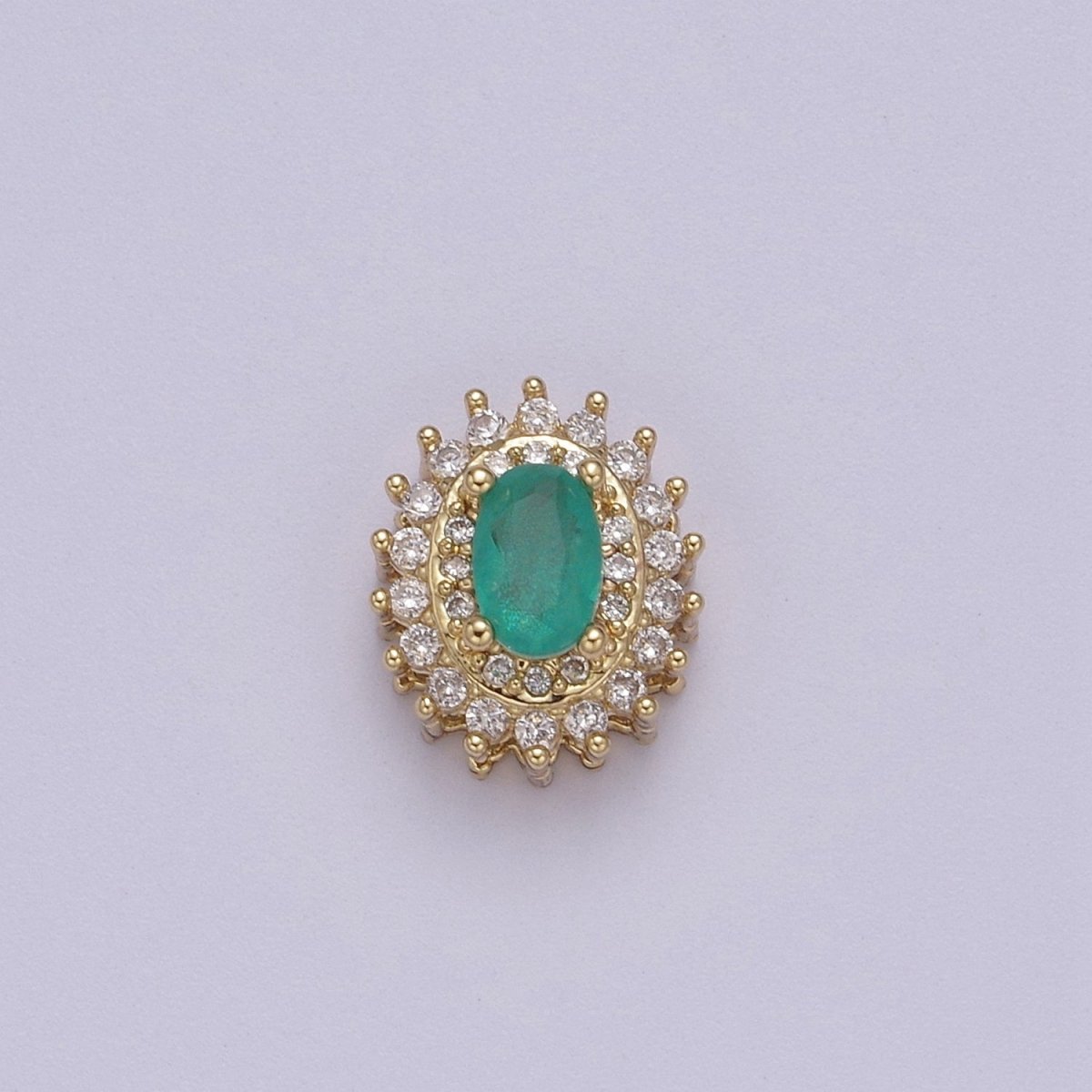 Green Aqua Cubic Zirconia Oval Beads - 10mm Small Beautiful Bright 3D Sun Burst Jewelry Gold Beads spacer for Bracelet Necklace Supply B-464