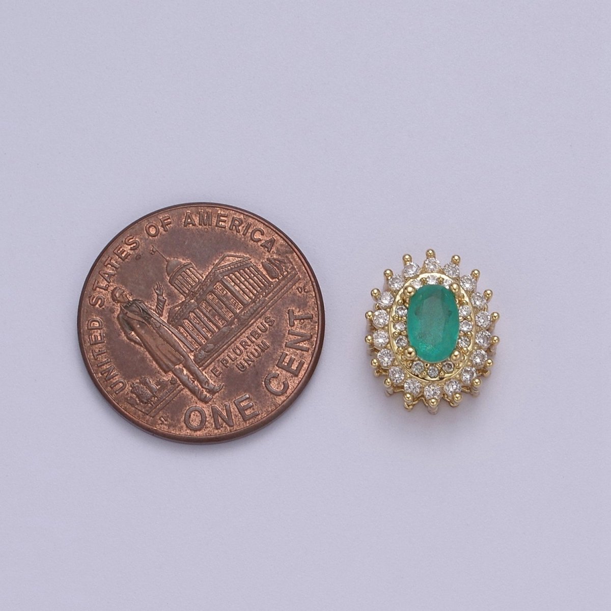 Green Aqua Cubic Zirconia Oval Beads - 10mm Small Beautiful Bright 3D Sun Burst Jewelry Gold Beads spacer for Bracelet Necklace Supply B-464