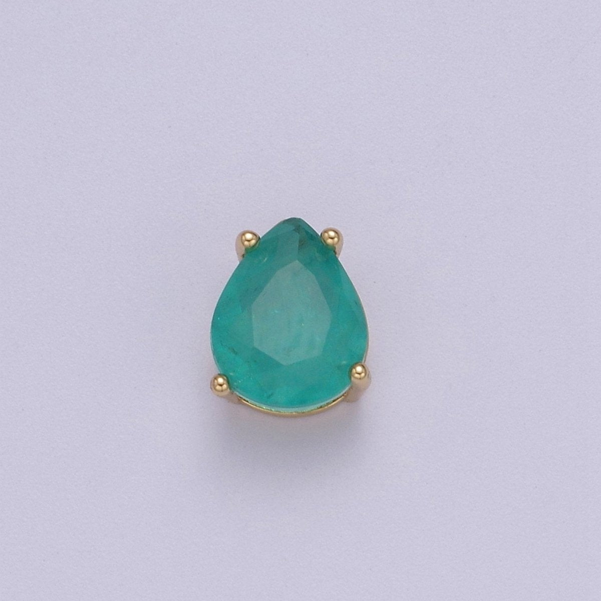 Green Aqua Cubic Zirconia Tear Drop Beads - 10mm Small Beautiful Bright 3D Teardrop Jewelry Gold Beads spacer for Bracelet Necklace Supply B-463