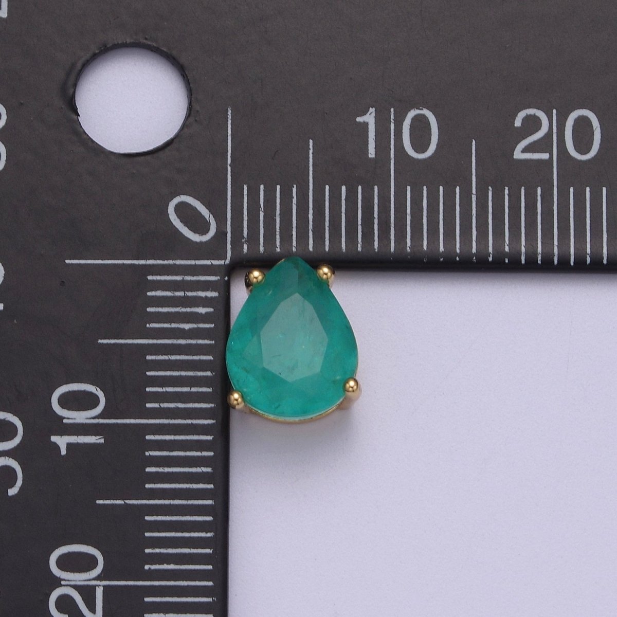 Green Aqua Cubic Zirconia Tear Drop Beads - 10mm Small Beautiful Bright 3D Teardrop Jewelry Gold Beads spacer for Bracelet Necklace Supply B-463