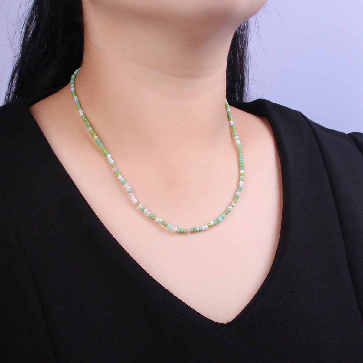 OS Green Aventurine Beaded Necklace 18 inch long + 2 inch extender Ready to Wear Bead Jewelry | WA-451 Clearance Pricing
