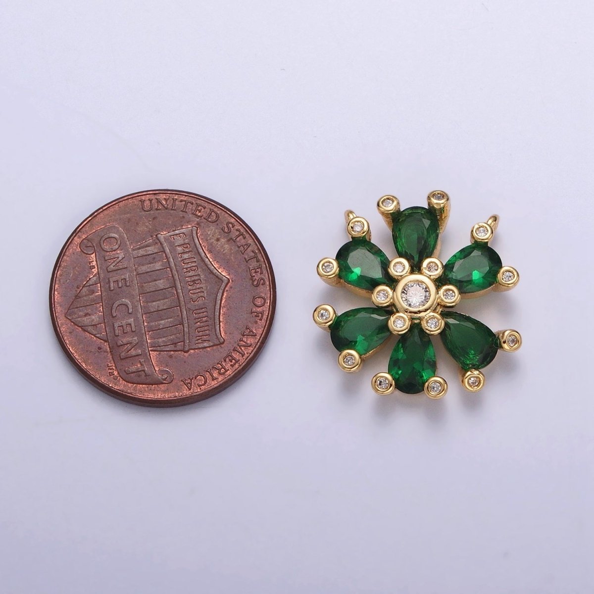 Green Cubic Zirconia Flower Connector G-914
