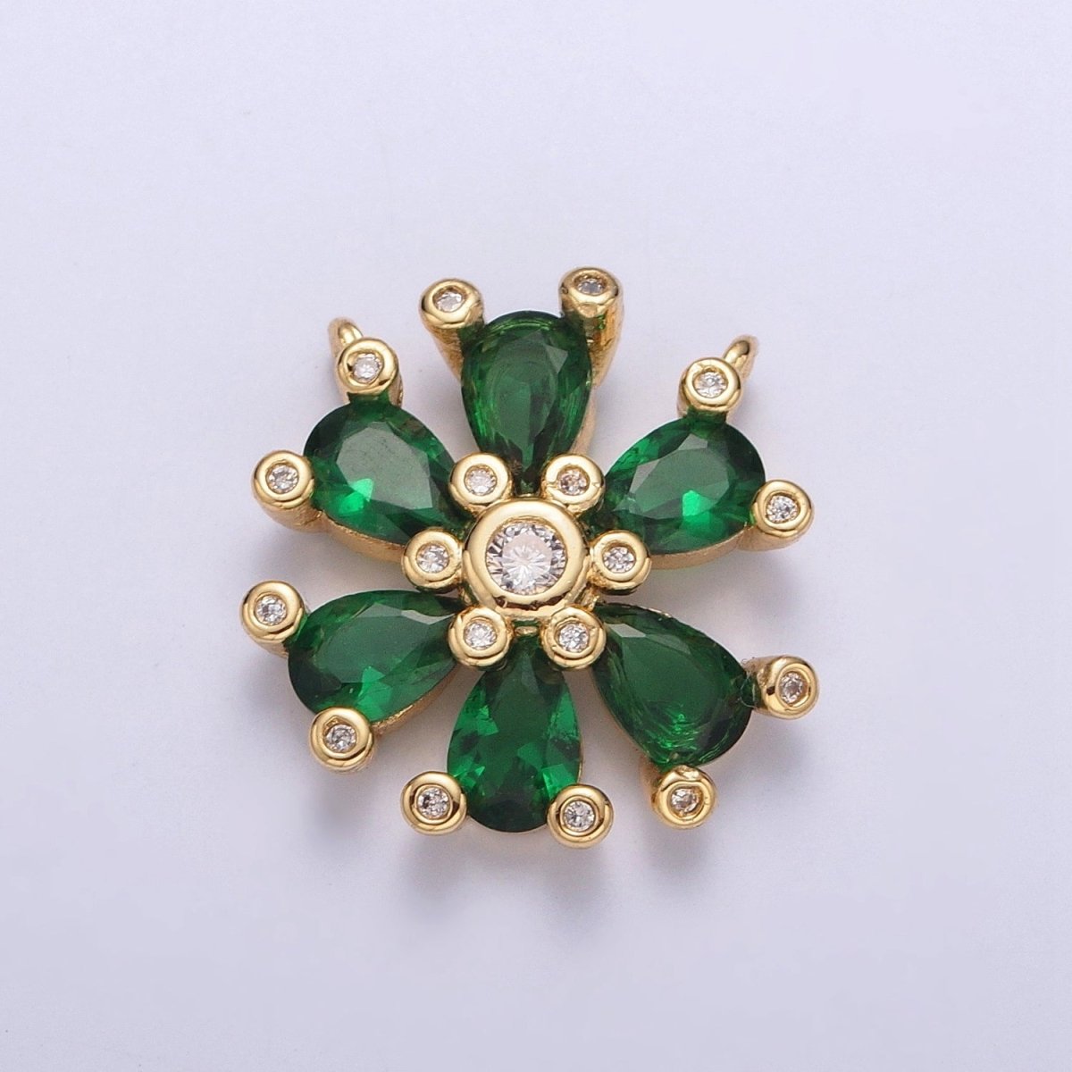 Green Cubic Zirconia Flower Connector G-914
