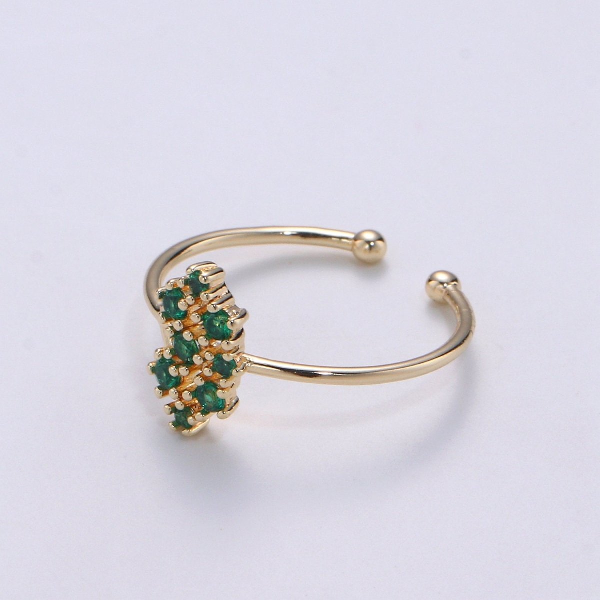 Green CZ Ring - 14k Gold Vermeil Ring - Green Zirconia Ring - Gold Open Ring - Minimalist Ring - Adjustable Layering - Stacking Ring R-071