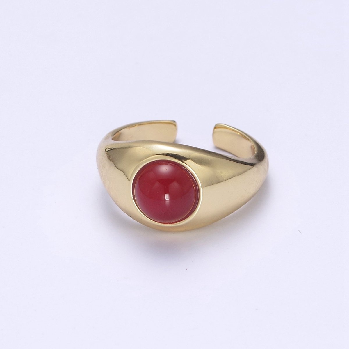 Green / Red Gem Stone Gold Dome Ring Open Adjustable Jewelry U-224 U-225