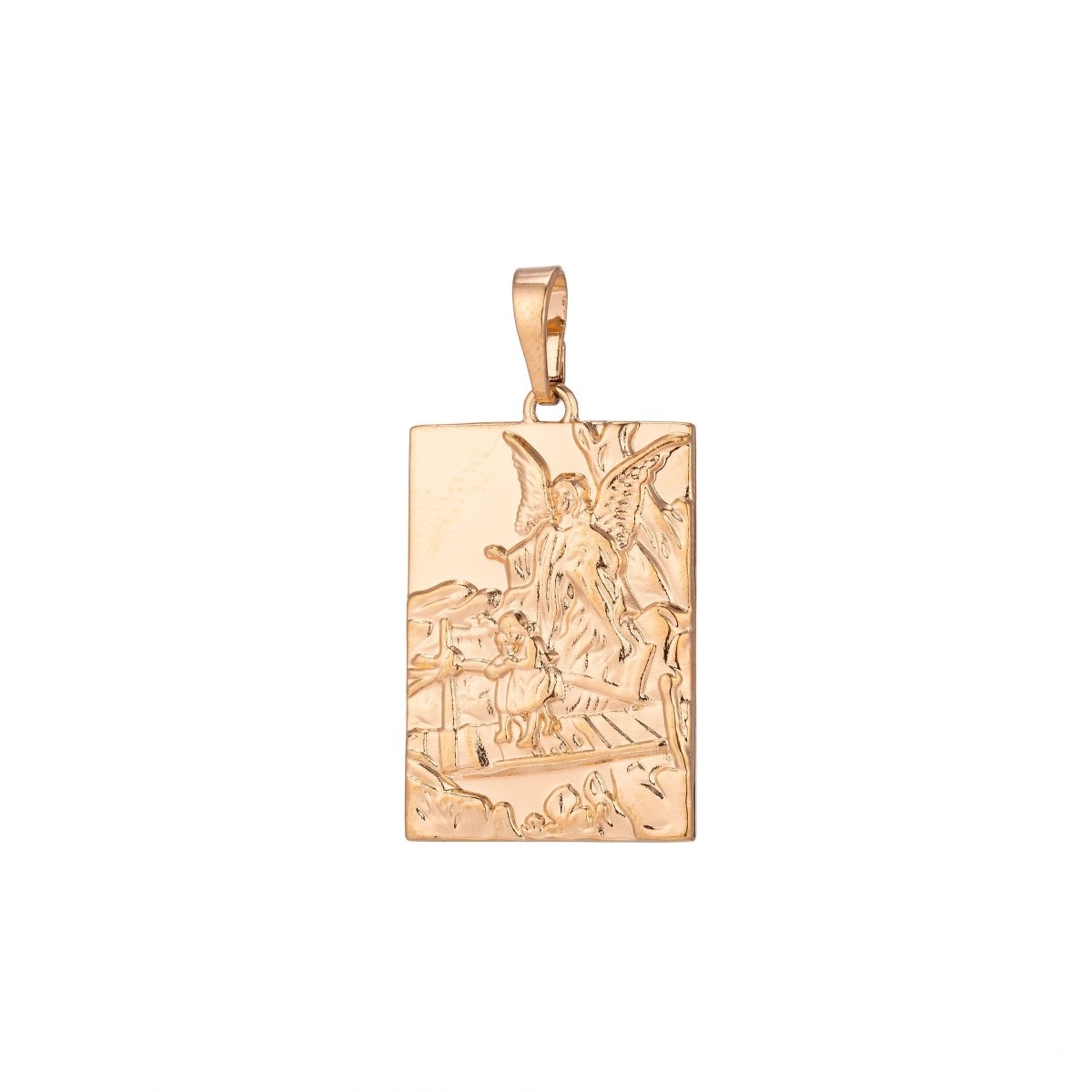Guardian Angel Charm, 18K Gold Filled Pendant Dainty Guardian Angel Necklace Charm for Jewelry Making H-896