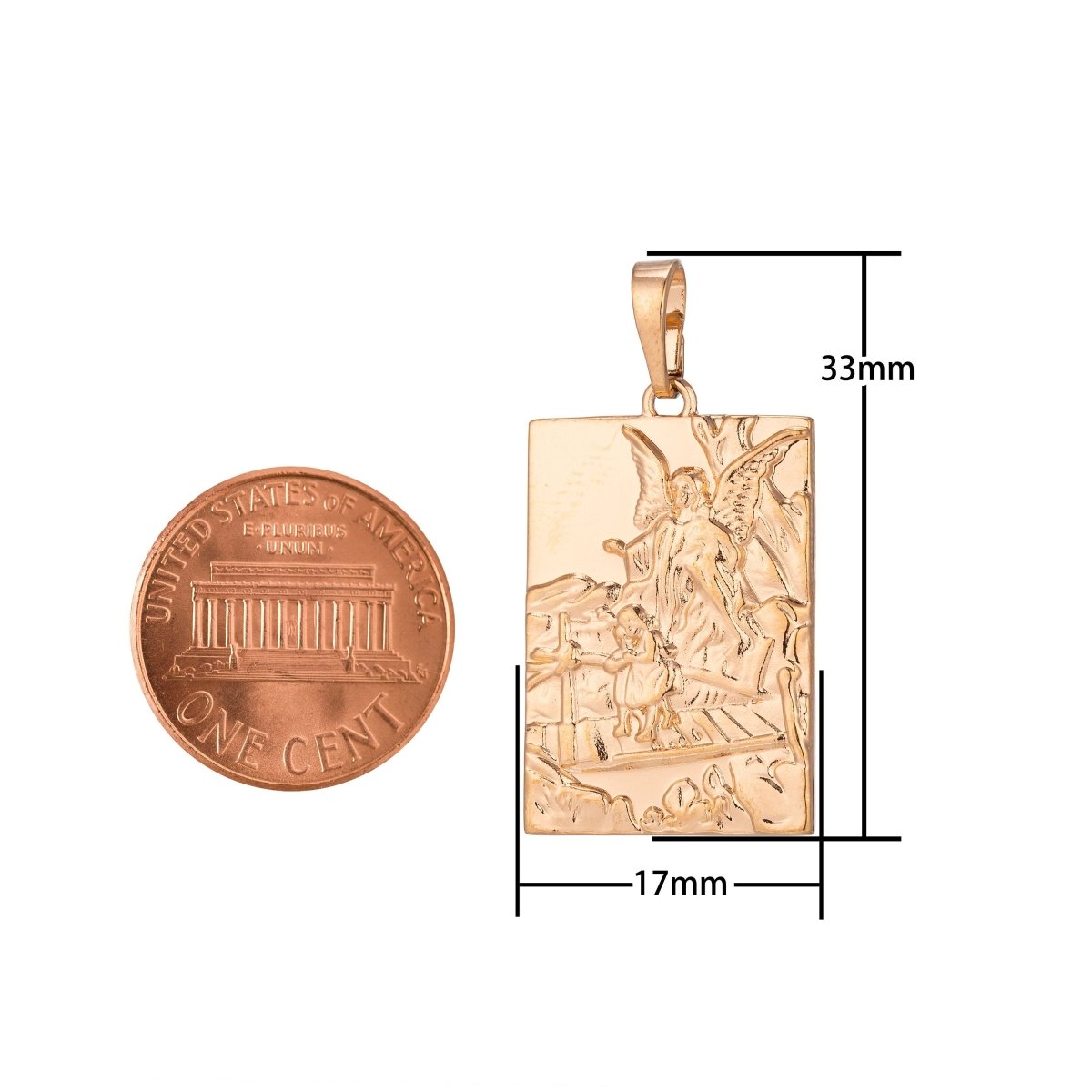 Guardian Angel Charm, 18K Gold Filled Pendant Dainty Guardian Angel Necklace Charm for Jewelry Making H-896