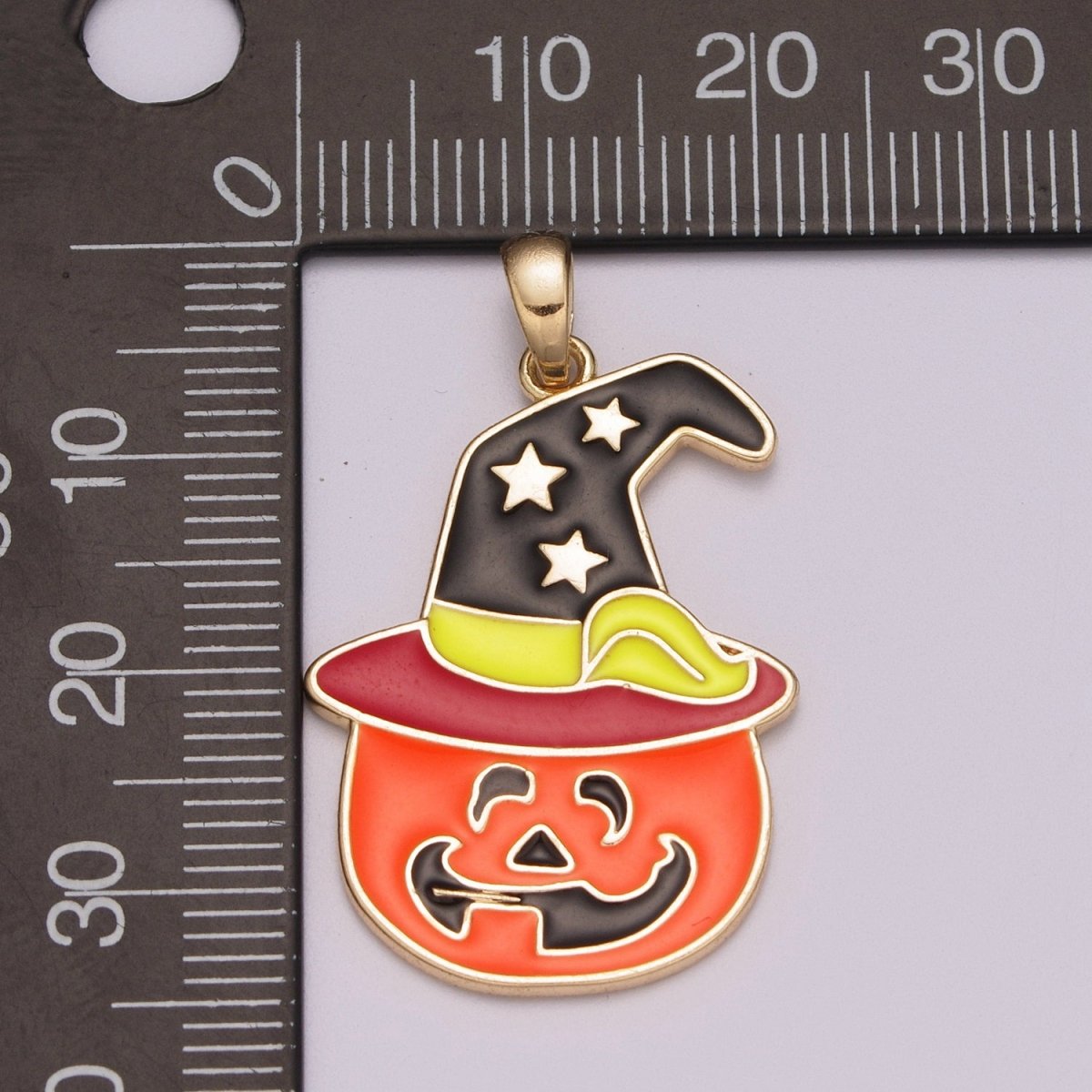 Halloween Jack o lantern pumpkin charm, Witch Hat charms, enamel charm for Necklace Scary Funny Halloween Inspired N-1425