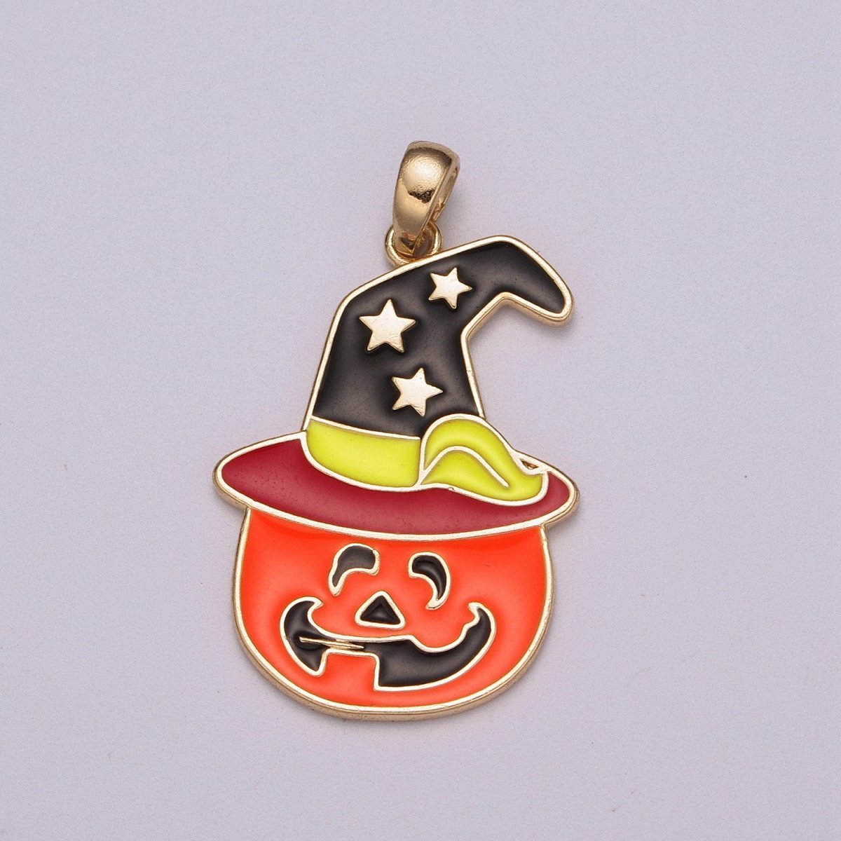 Halloween Jack o lantern pumpkin charm, Witch Hat charms, enamel charm for Necklace Scary Funny Halloween Inspired N-1425