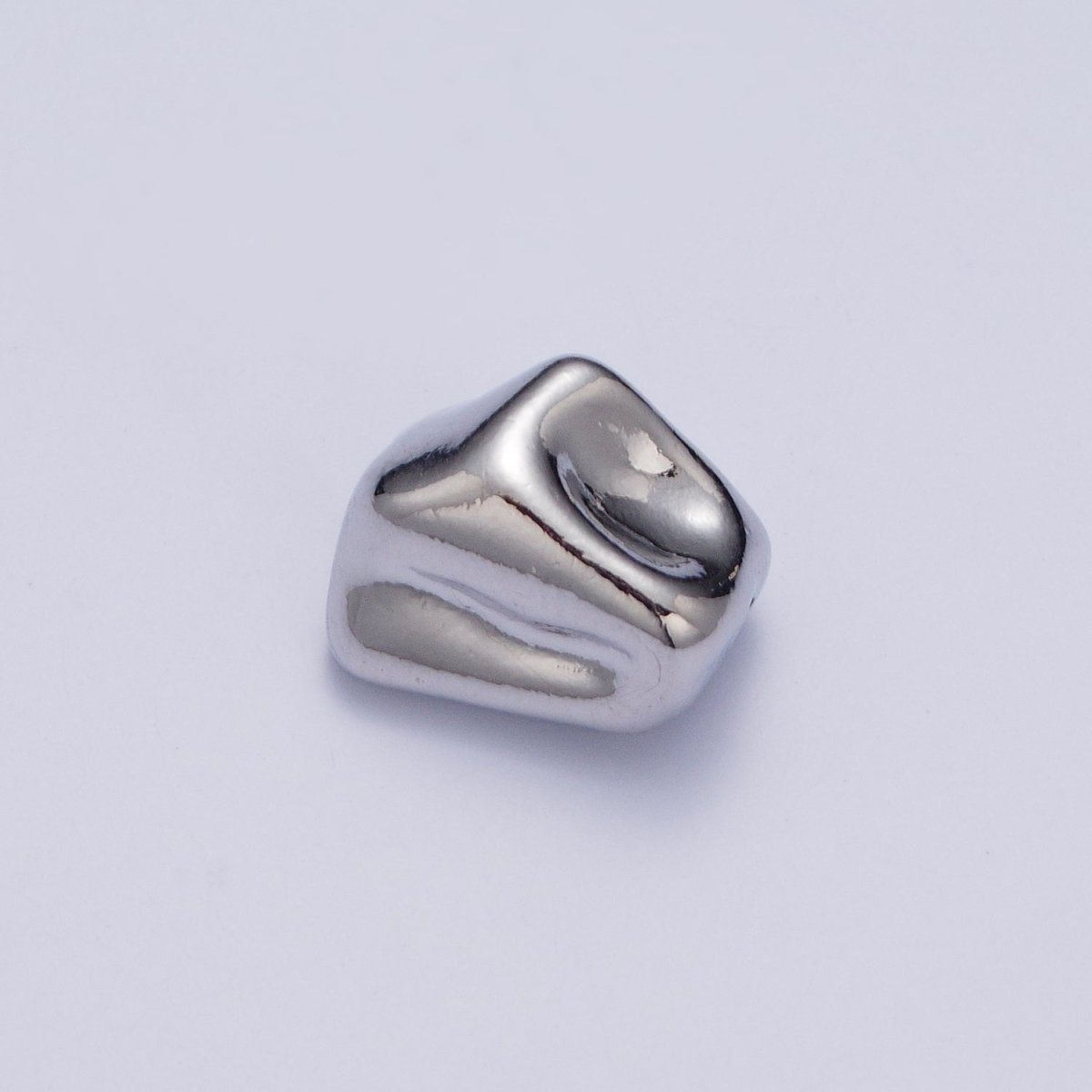 Hammered 12.8x9mm Gold & Silver Geometric Abstract Spacer Bead Component For Jewelry Making | W-924 W-925