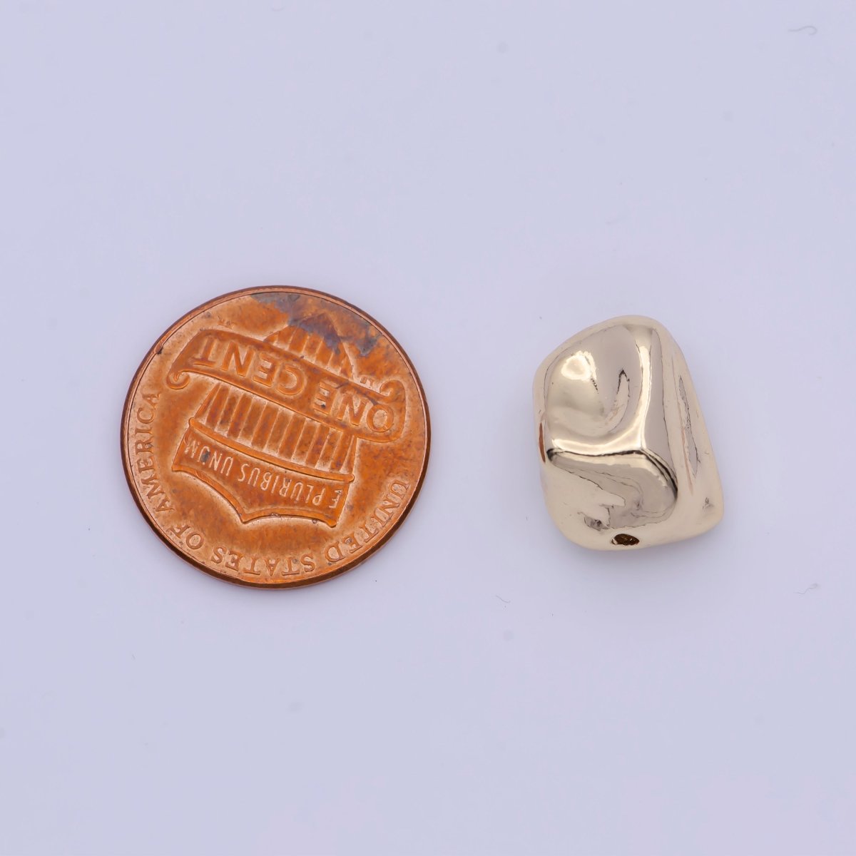 Hammered Geometric 14x10.3mm Gold Spacer Bead Findings For Bracelet Making B-118