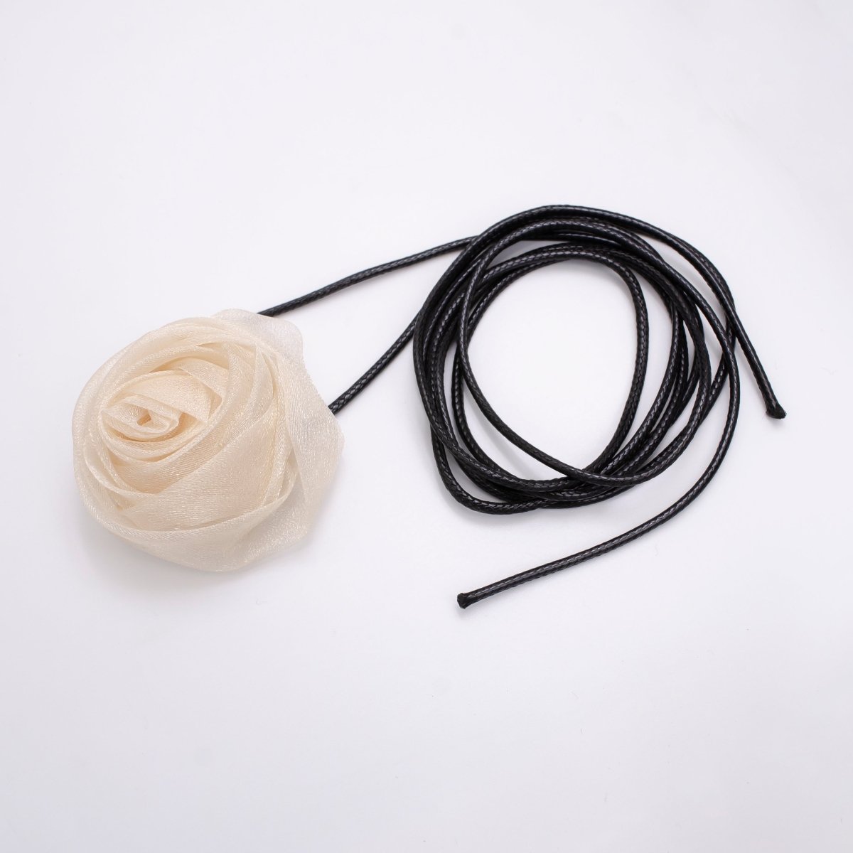 Handmade Blue, Pink, White, Baby Pink Peony Flower Ribbon Tulle Choker Necklace | FC010 - FC013