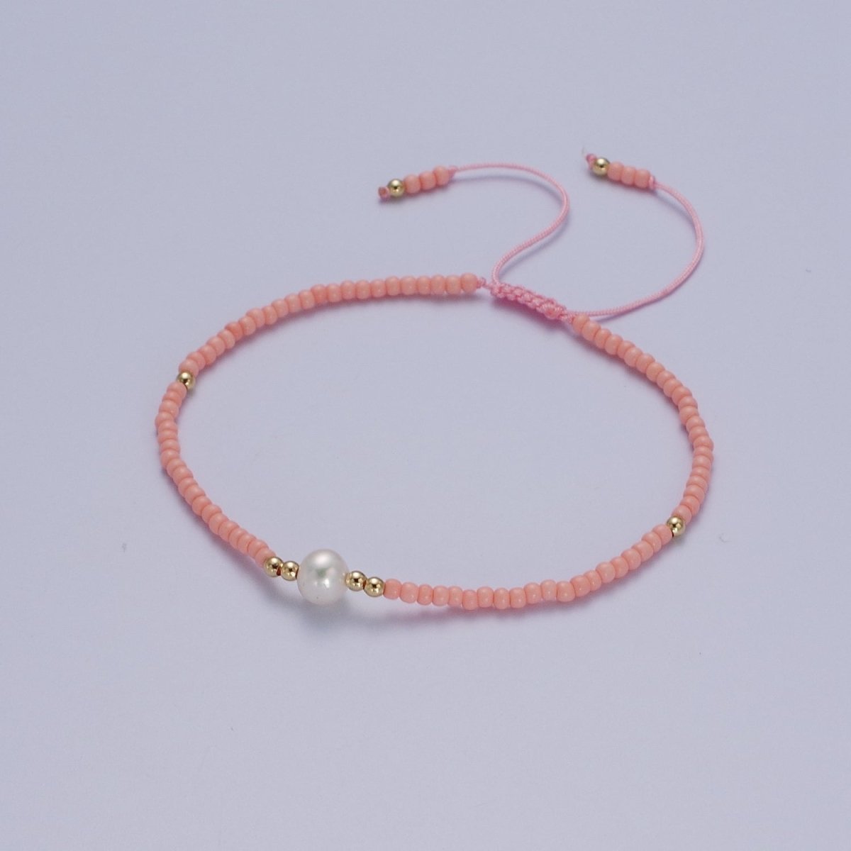 Handmade Pearl Glass Beads Knotted Adjustable Bracelet | WA-1258 - WA-1264 Clearance Pricing