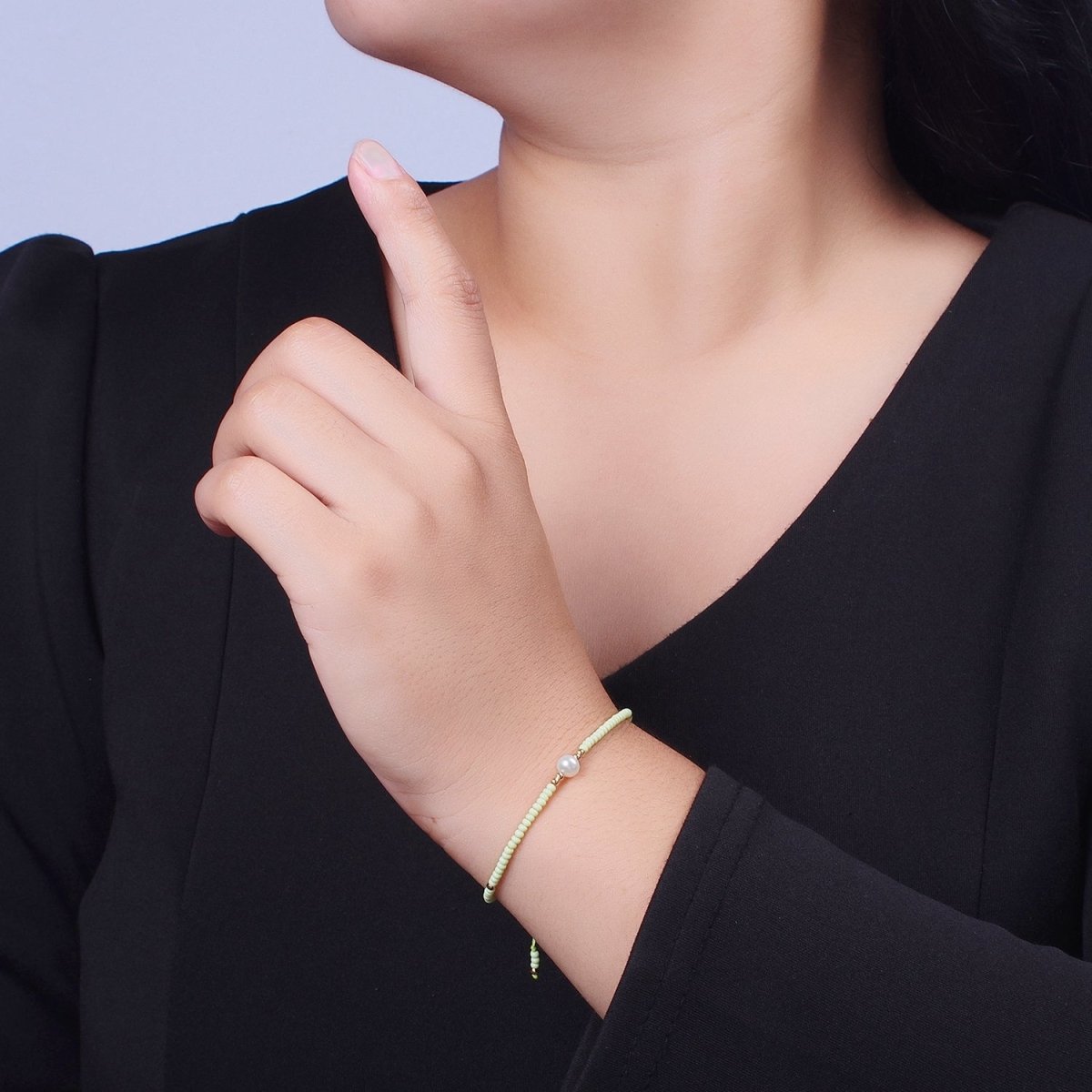 Handmade Pearl Glass Beads Knotted Adjustable Bracelet | WA-1258 - WA-1264 Clearance Pricing