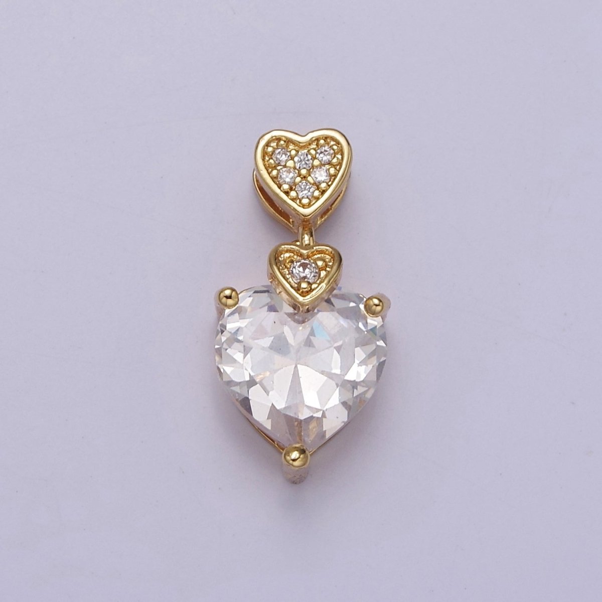 Heart Clear Cubic Zirconia Pendant, Micro Pave Love Charm Pendant For Valentine's Jewelry Making J-369