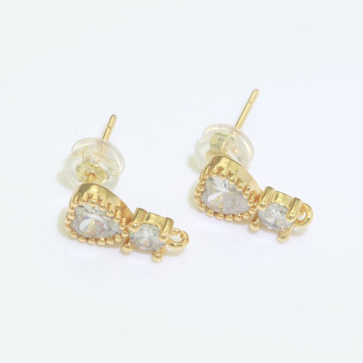 Heart Clear Cubic Zirconia Stud Open Loop Earrings Drop Supply L-488